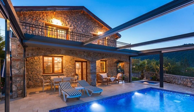 Secluded Villa with Heated Pool & Jacuzzi in Kayakoy, Fethiye