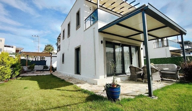 Serene 2-bedroom house with AC in charming Bodrum Akyarlar balcony sea view in BODRUM